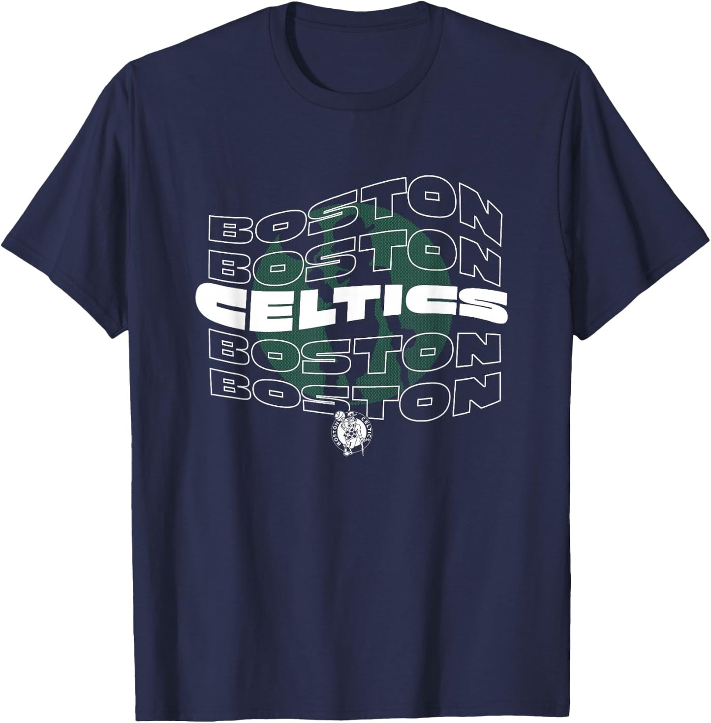 NBA Boston Celtics Wave Outline Logo Stack T-Shirt - T-Shirt | Navy