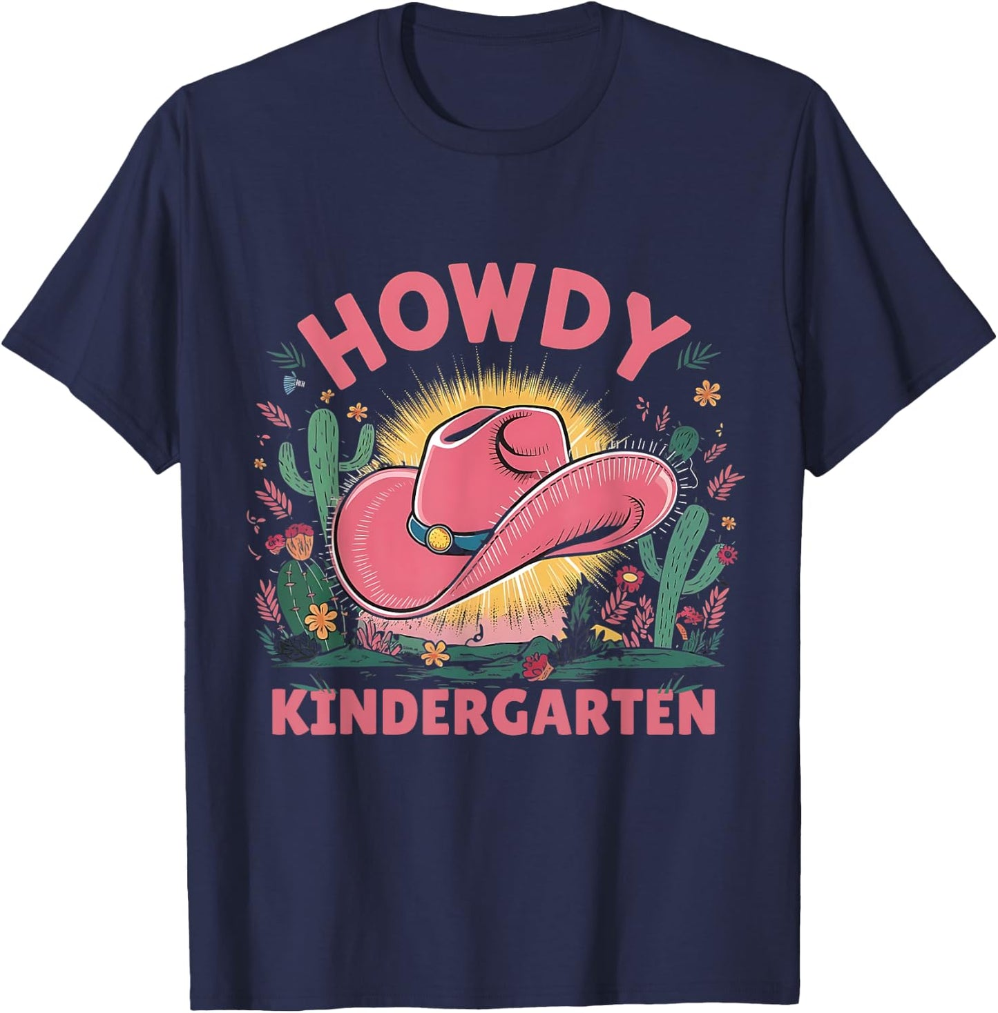 Howdy Kindergarten Western Cowgirls Cowboys Back To School T-Shirt - T-Shirt | Navy