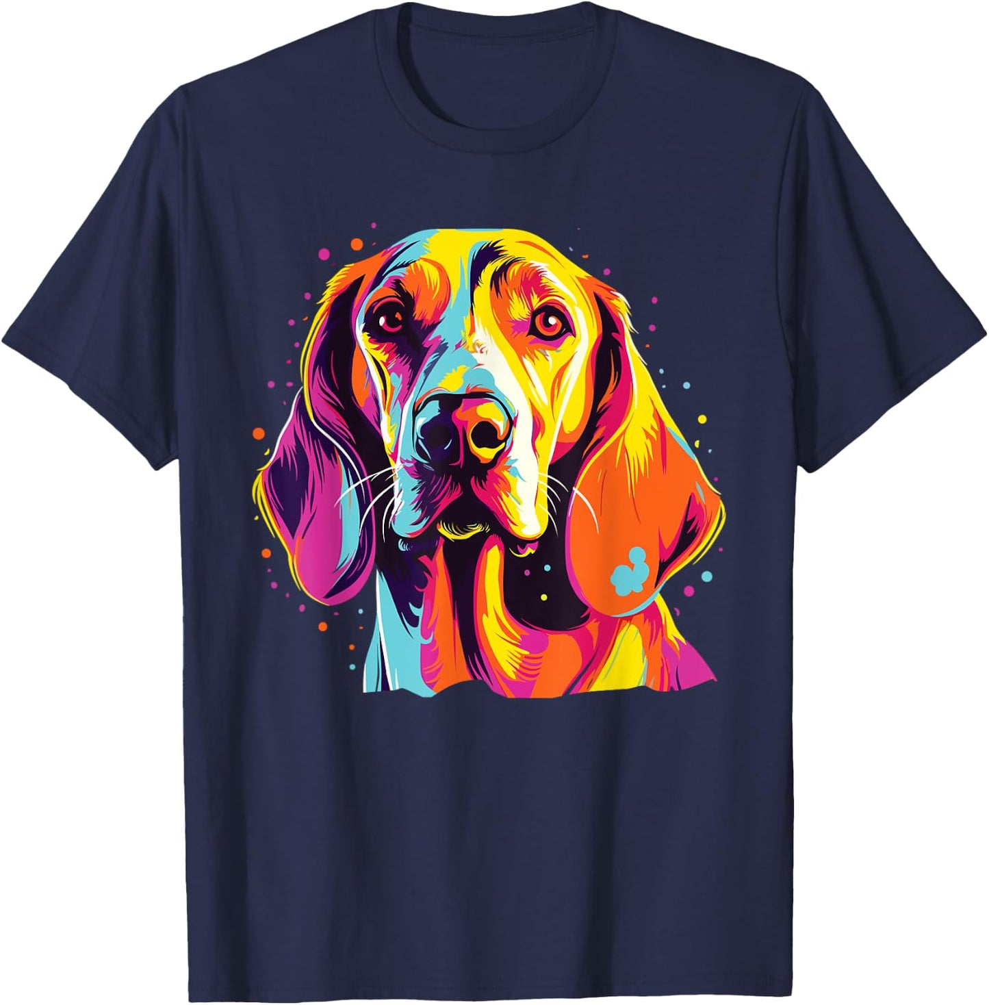 Watercolor Colorful English Foxhound Dog T-Shirt - T-Shirt | Navy