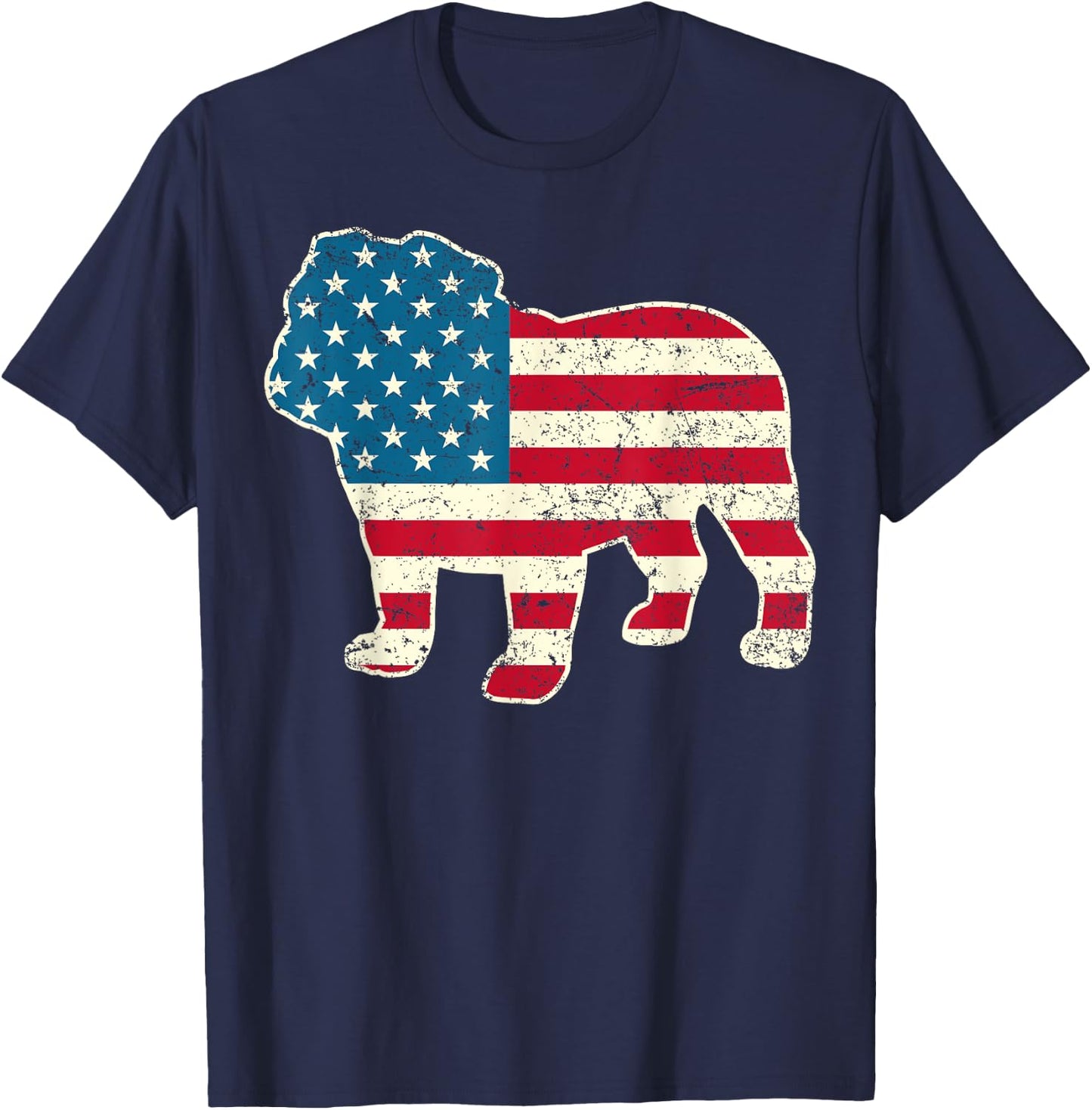 English Bulldog 4th of July Men Women Dog American Flag USA T-Shirt - T-Shirt | Navy