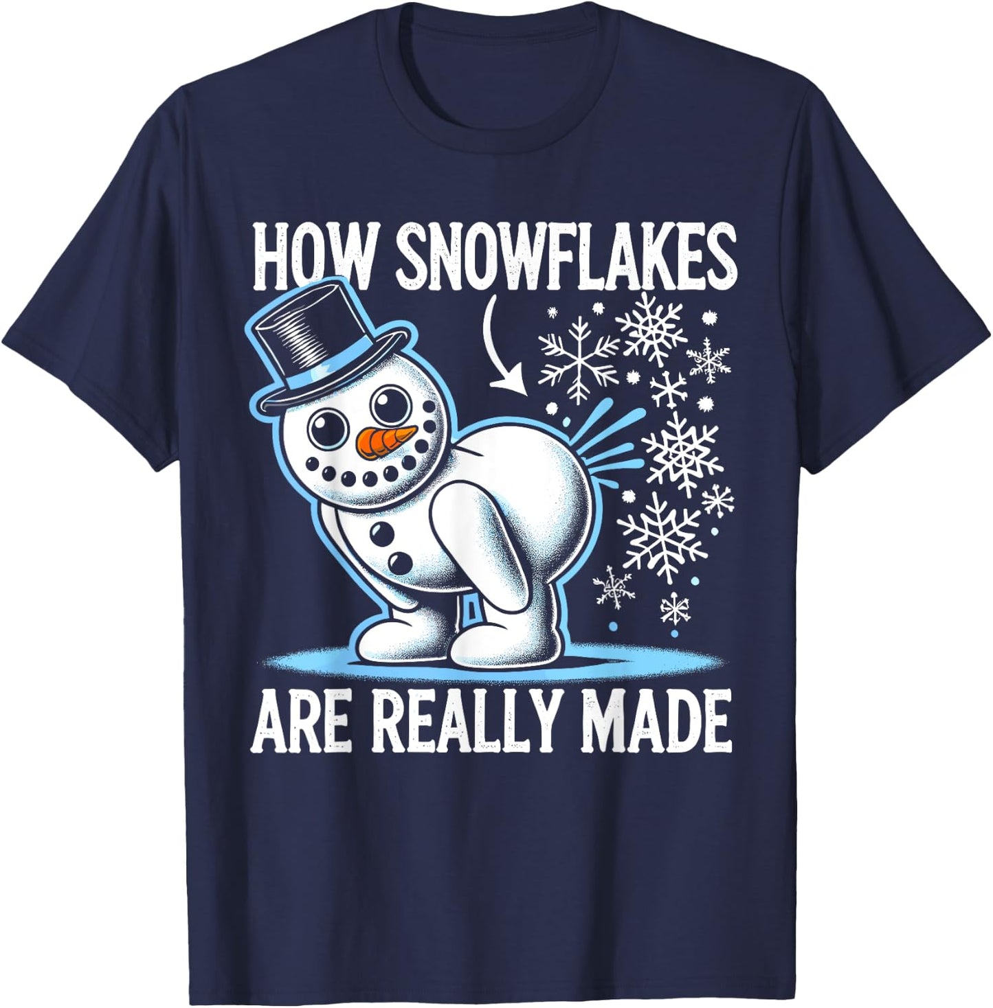 Funny Snowman How Snowflake Are Really Made Christmas Pajama T-Shirt - T-Shirt | Navy