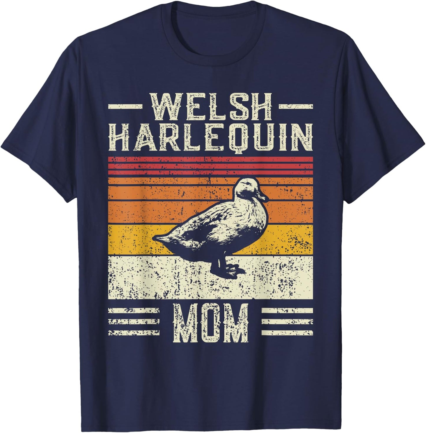 Best Duck Mom Women - Vintage Welsh Harlequin T-Shirt - T-Shirt | Navy