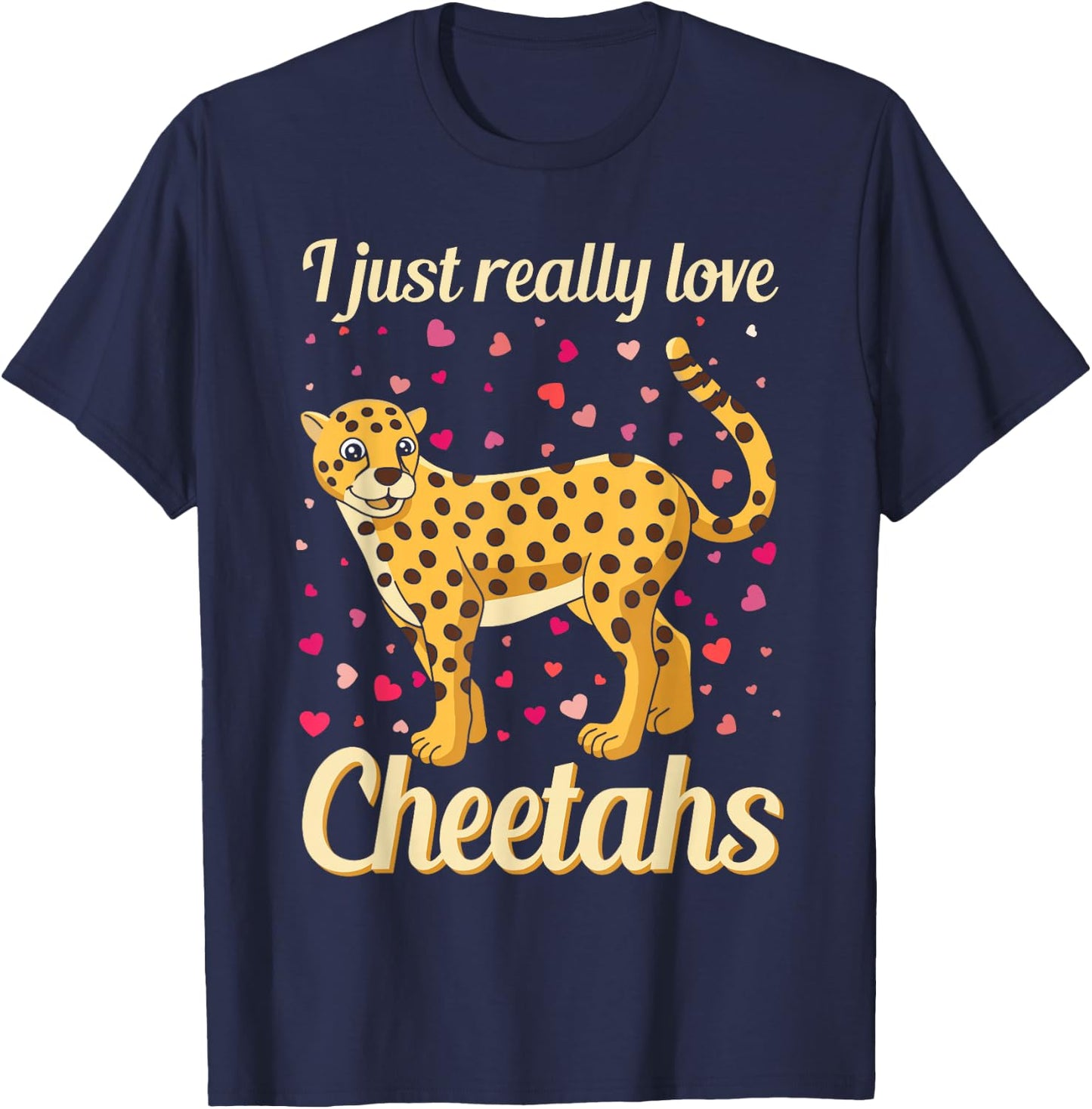 Wildlife Safari Kids Leopard I Just Really Love Cheetahs T-Shirt - T-Shirt | Navy