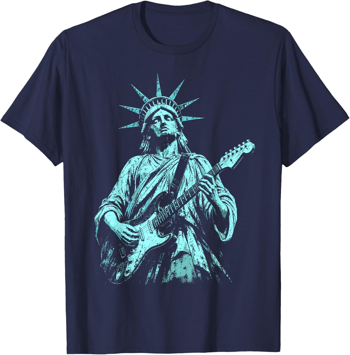 4th of July Statue of Liberty Guitar 1776 2026 T-Shirt - T-Shirt | Navy