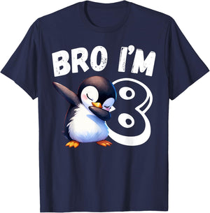 Bro I'm 8 Year Old Penguin 8th Birthday Kids Dabbing Funny T-Shirt - T-Shirt | Navy
