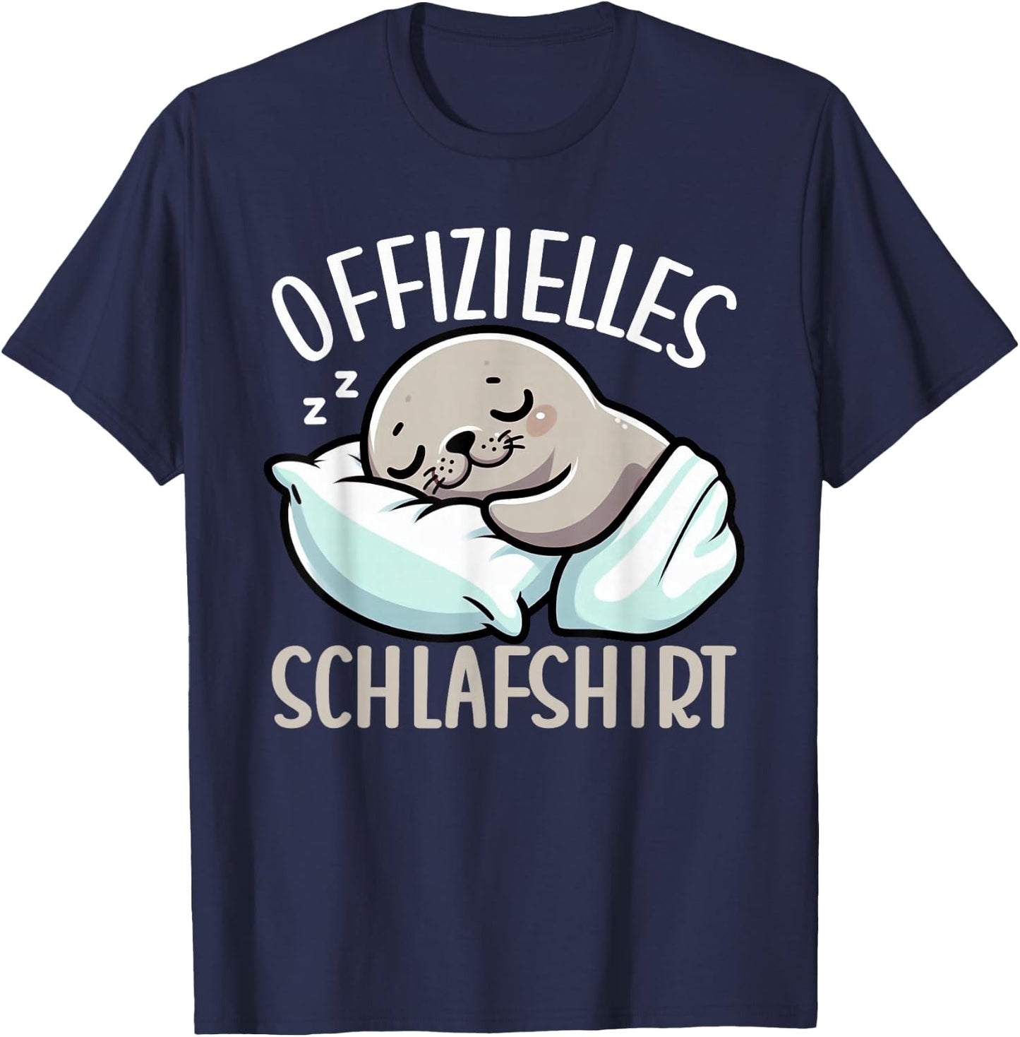 Official Sleep Shirt Seal Late Sleeper Pyjamas Bed , black T-Shirt - T-Shirt | Navy