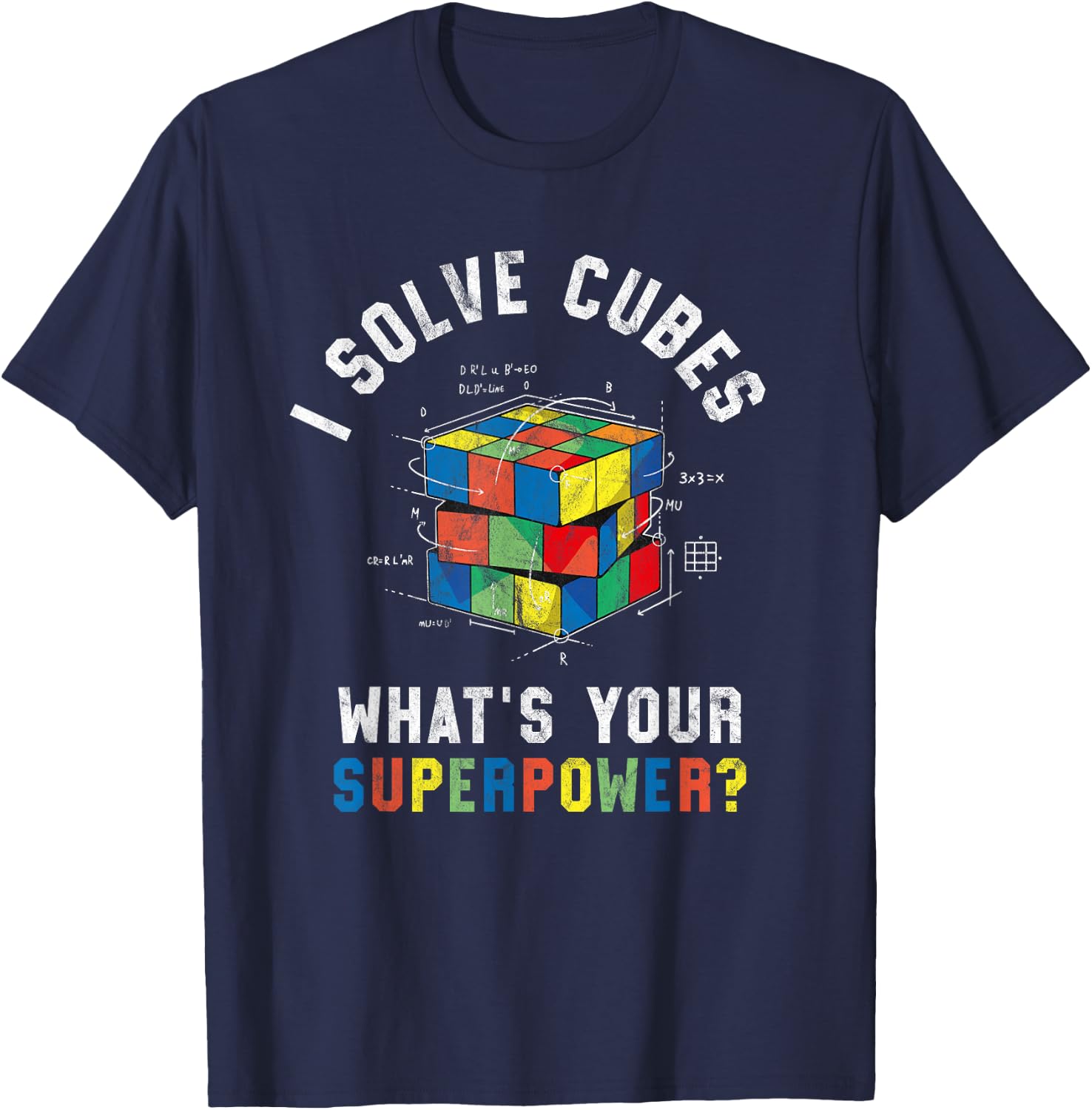 I Solve Cubes Funny Speed Cubing Vintage Youth Math Teacher T-Shirt - T-Shirt | Navy