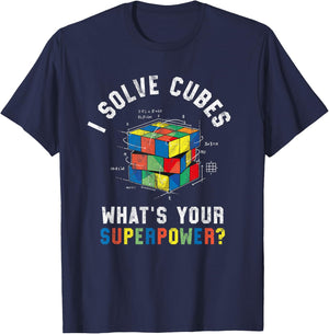 I Solve Cubes Funny Speed Cubing Vintage Youth Math Teacher T-Shirt - T-Shirt | Navy