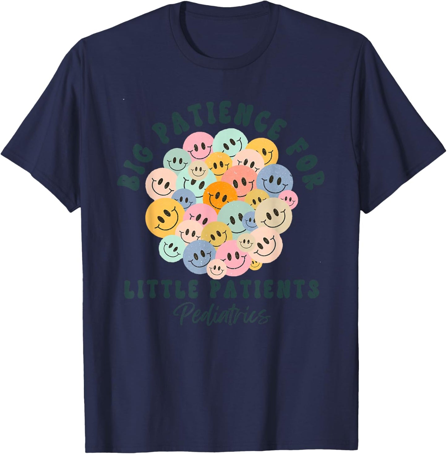 Big Patience For Little Patients Peds Pediatric Nurse Gifts T-Shirt - T-Shirt | Navy