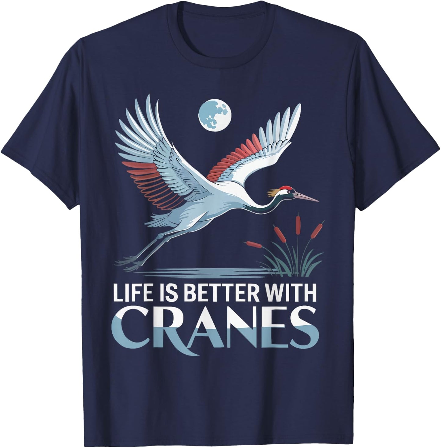 Sandhill Crane Bird Lover Birdwatching Ornithology Birder T-Shirt - T-Shirt | Navy