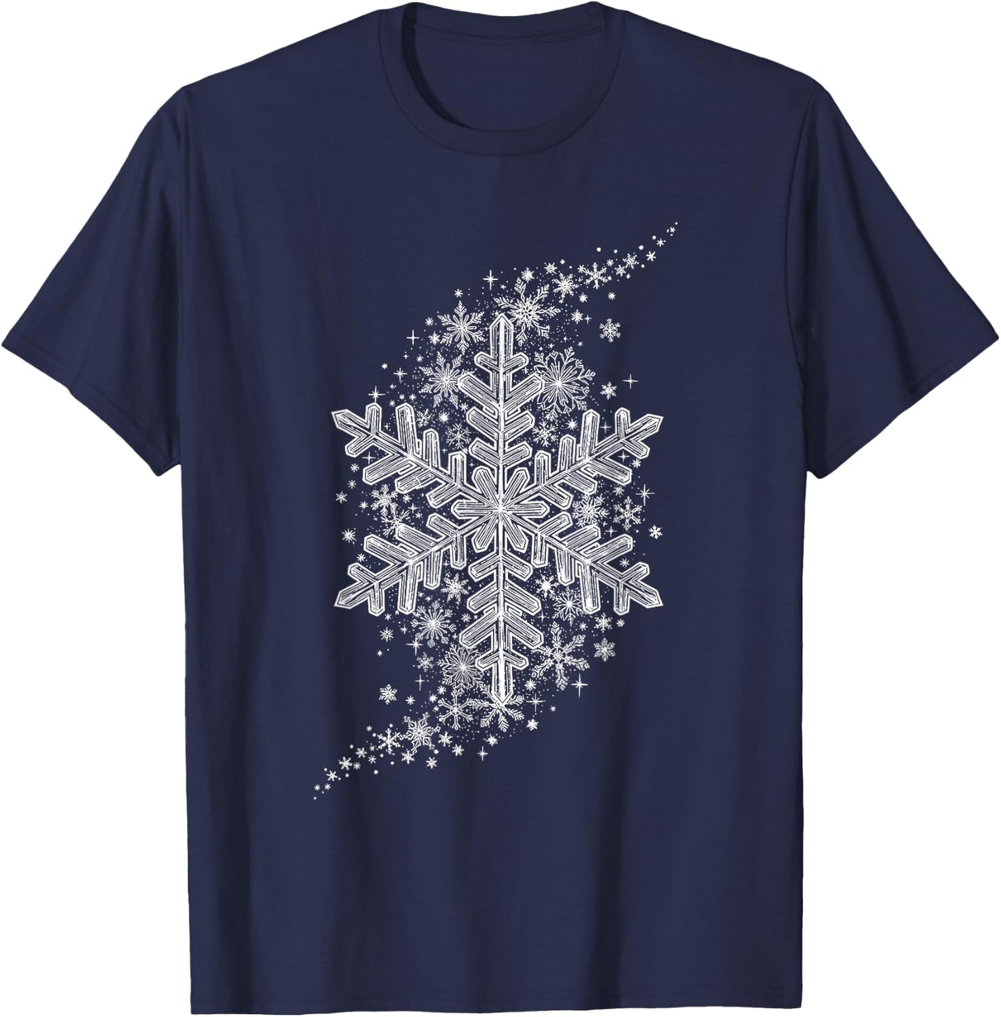 Winter Snowflake Pattern , Women, Kids T-Shirt - T-Shirt | Navy