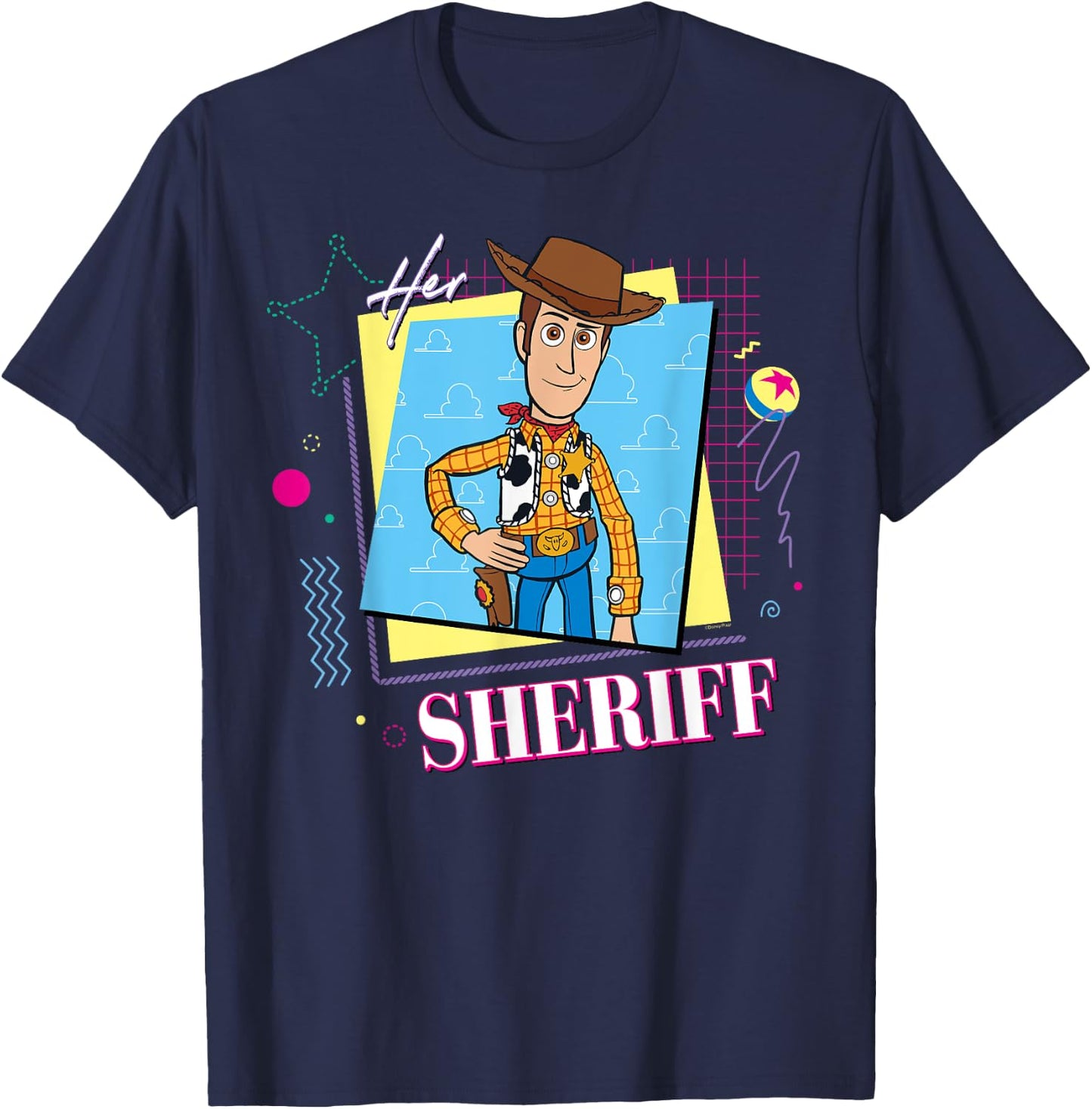 Disney and Pixar's Toy Story Couples Matching Her Sheriff , Black, S T-Shirt - T-Shirt | Navy