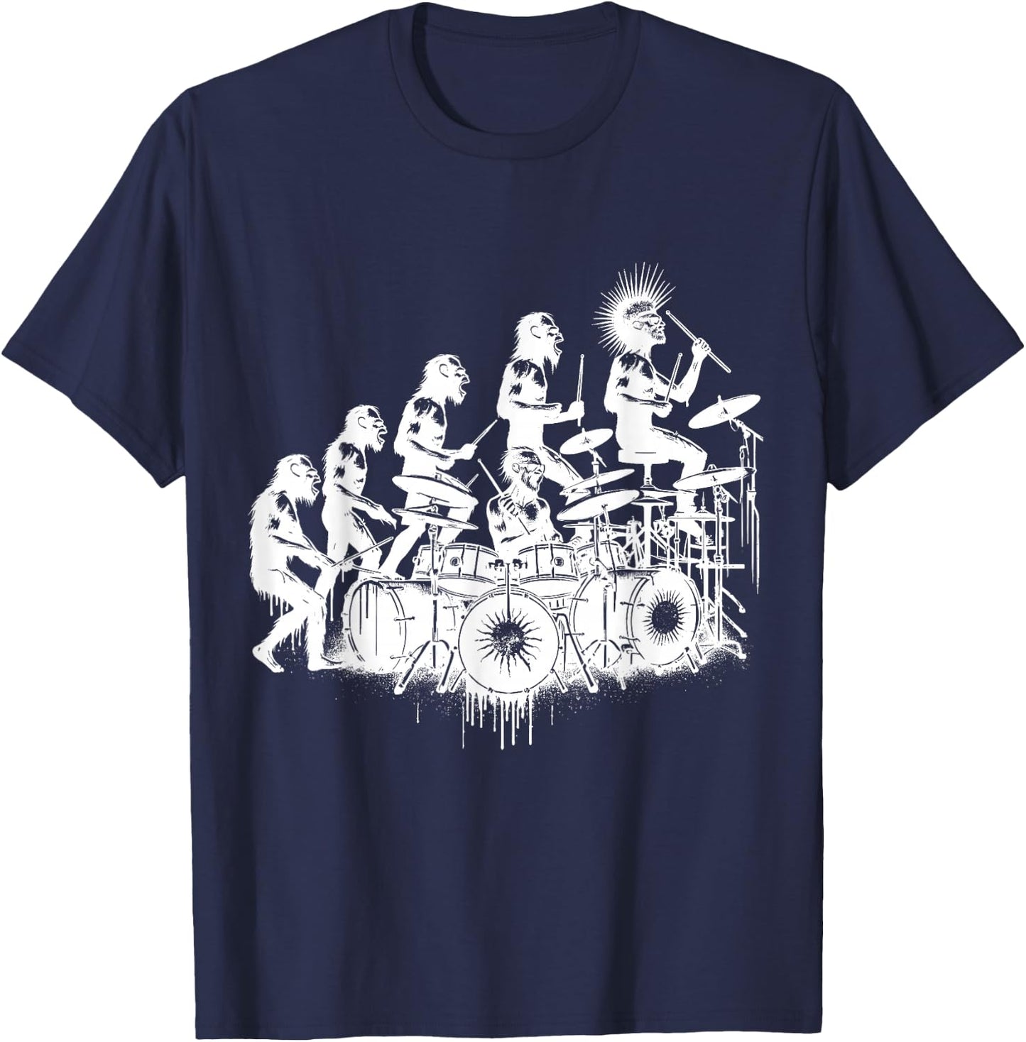 Drums Lover gifts Evolution Drummer T-Shirt - T-Shirt | Navy