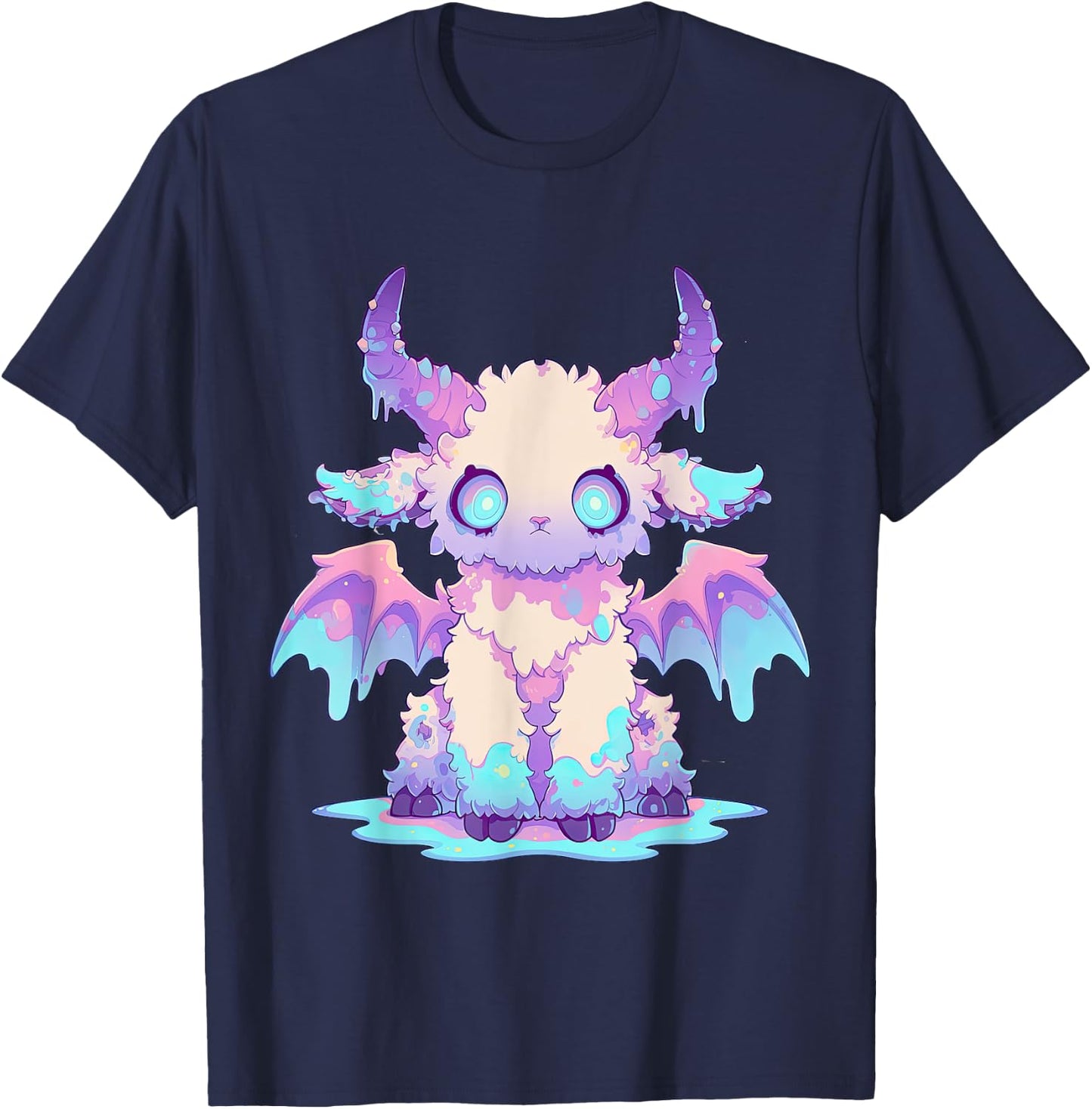 Kawaii Pastel Goth Creepy Cute Witchy Demon Goat Baphomet T-Shirt - T-Shirt | Navy