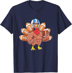 Turkey Football Thanksgiving Sport Turkey Day Football T-Shirt - T-Shirt | Navy