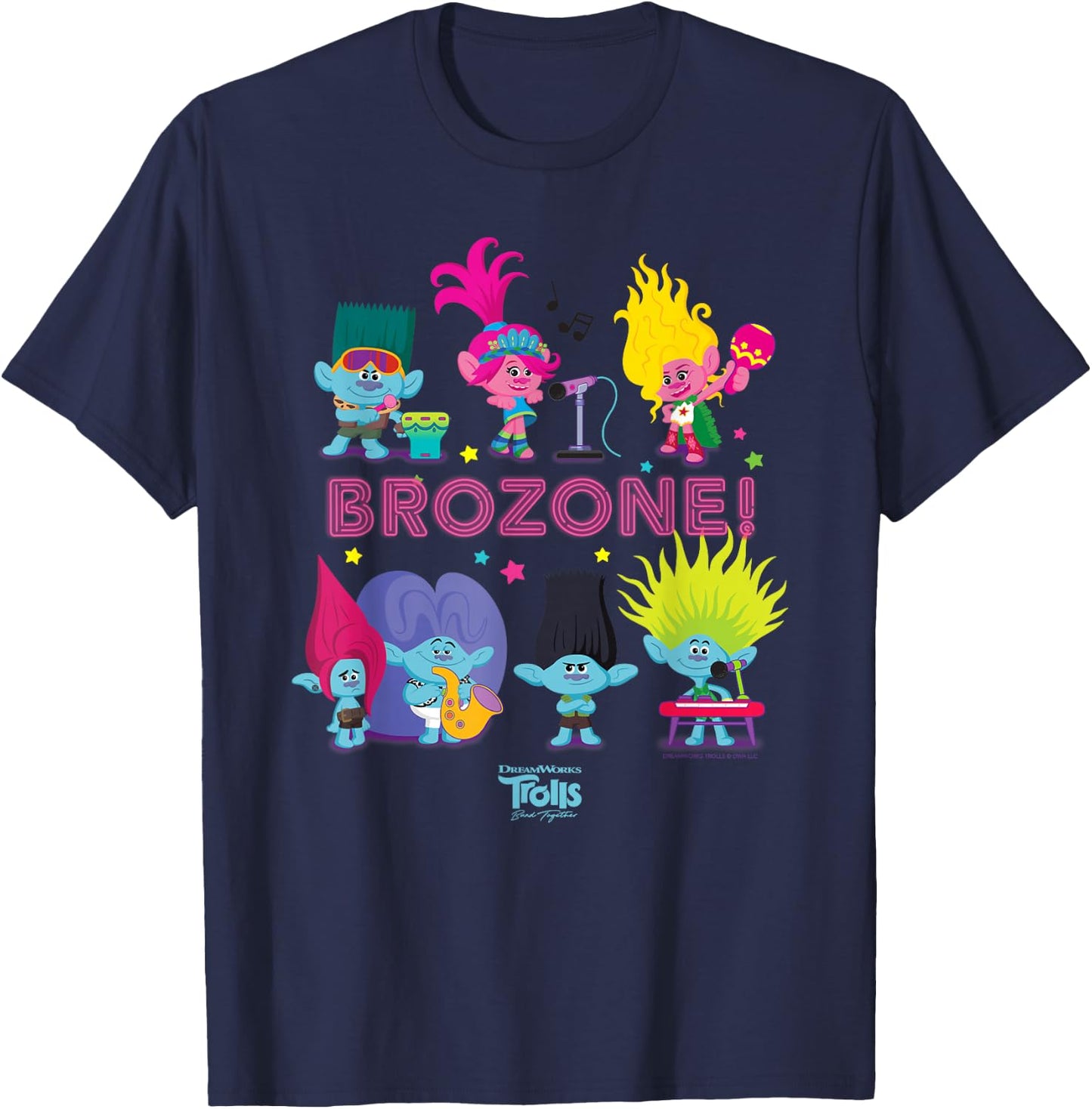 DreamWorks Trolls Band Together BroZone Poppy and Viva T-Shirt - T-Shirt | Navy