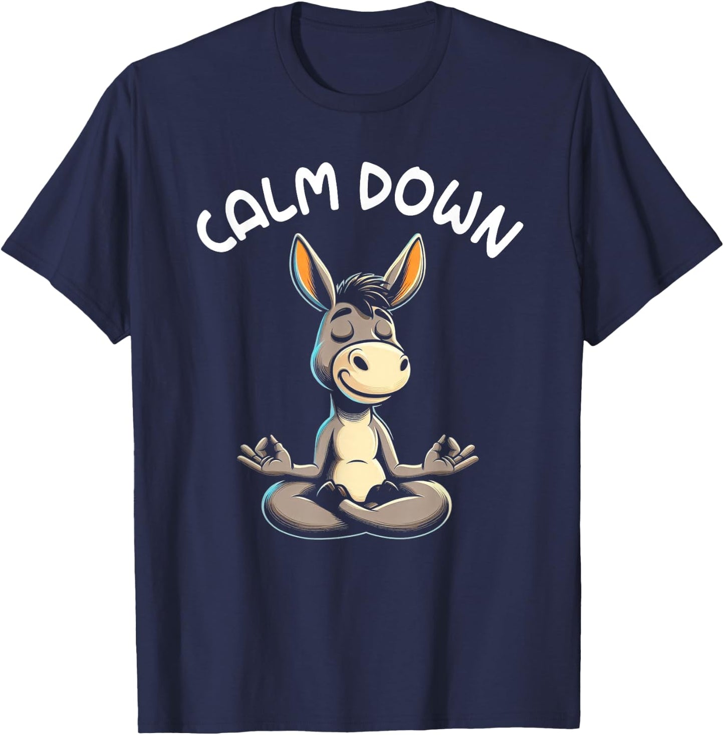 Donkey Calm Down Yoga Meditation T-Shirt - T-Shirt | Navy