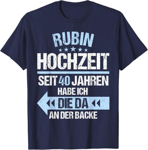 40 Jahre verheiratet Rubin Hochzeit 40.Hochzeitstag T-Shirt - T-Shirt | Navy