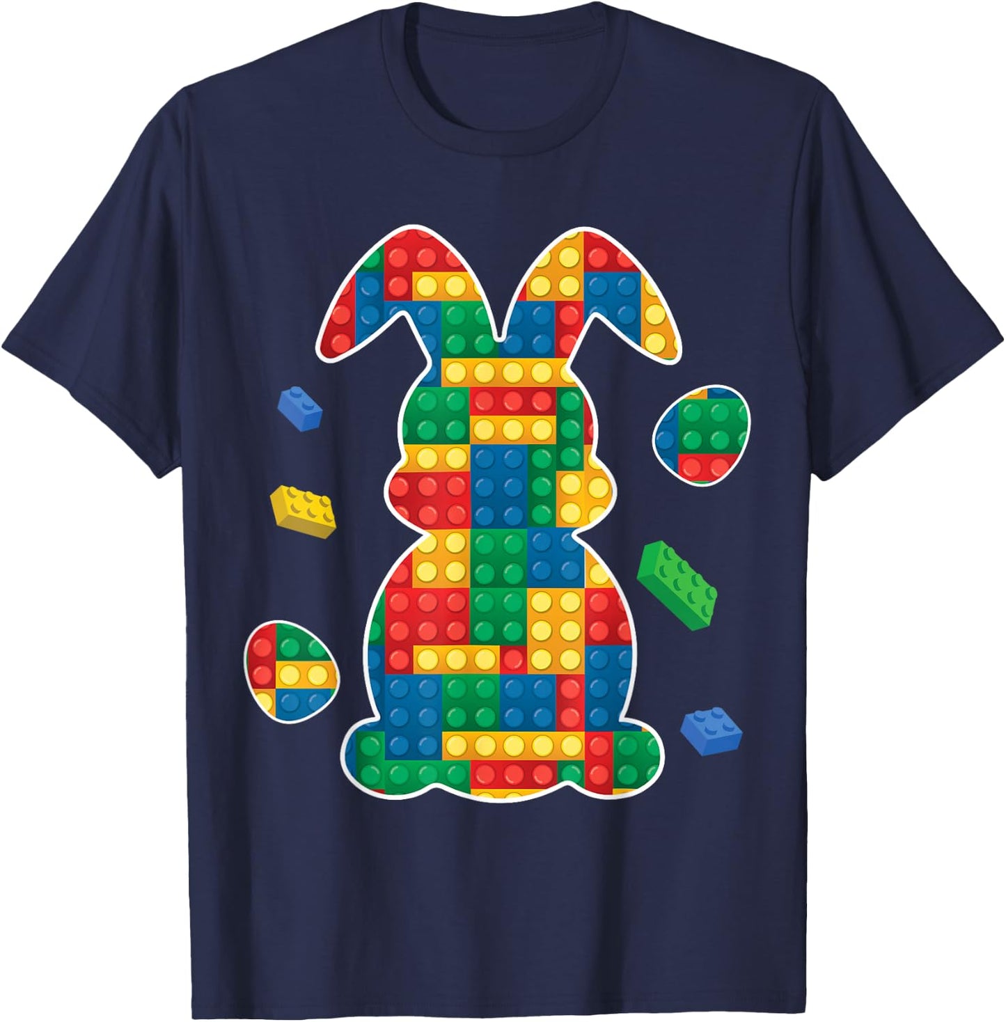 Master Builder Block Brick Building Easter Day Bunny T-Shirt - T-Shirt | Navy