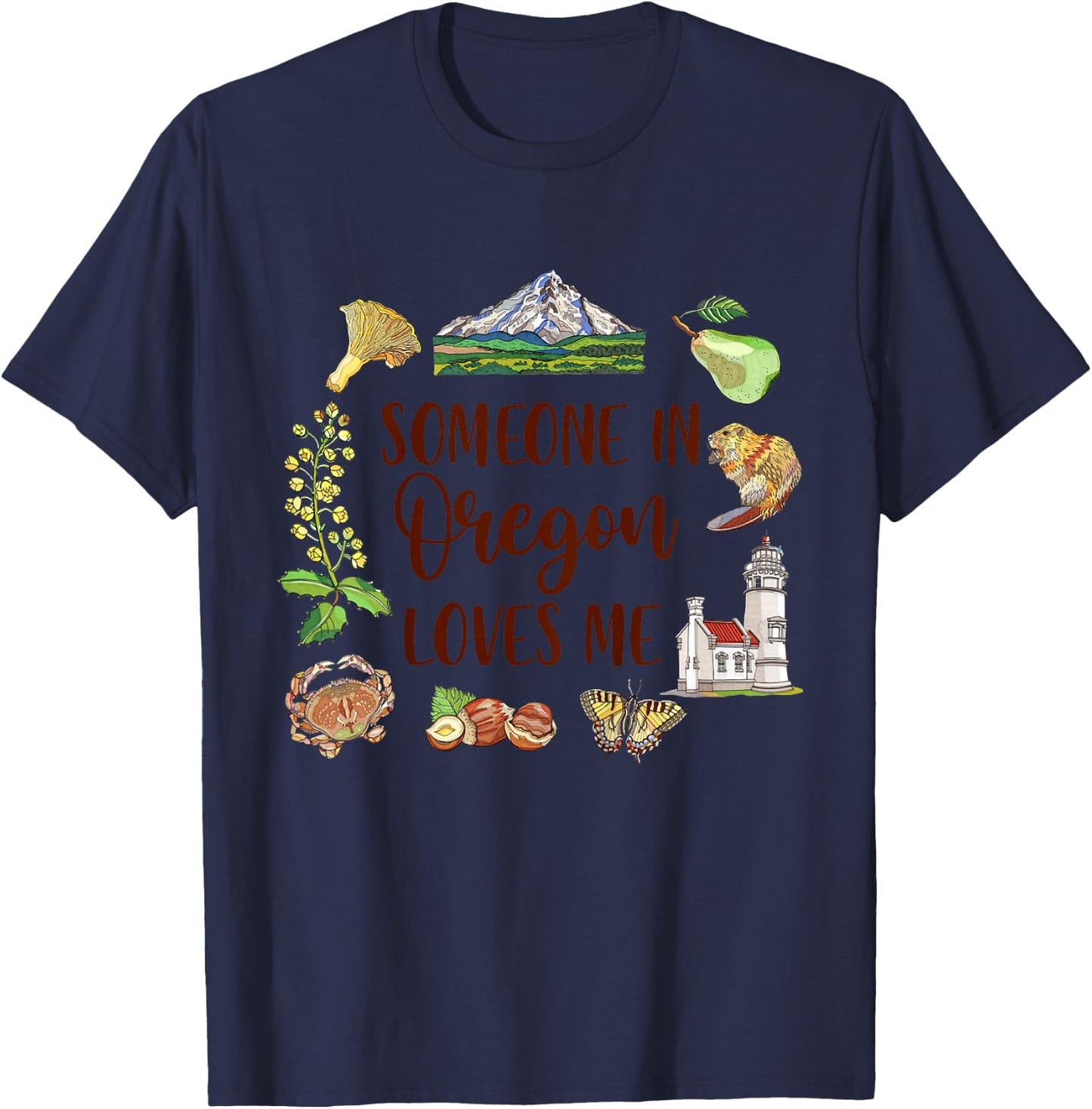 Kids Oregon Baby Oregon Travel Trip Someone In Oregon Loves Me T-Shirt - T-Shirt | Navy