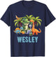 WESLEY Dinosaur Personalized Custom First Name Toddler Boy T-Shirt - T-Shirt | Navy