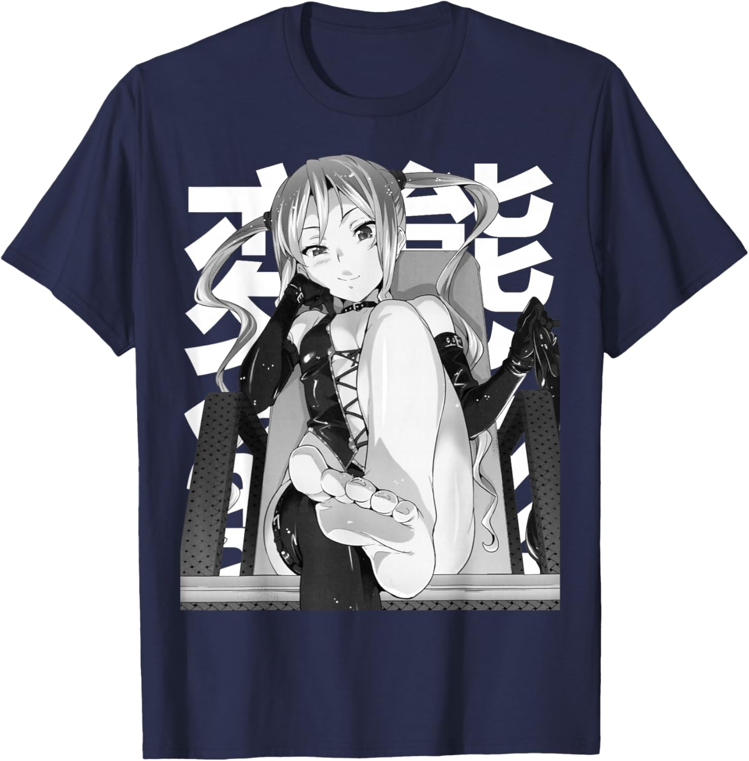 Anime FemDom Lewd Waifu JA2338D04V01 , black T-Shirt - T-Shirt | Navy