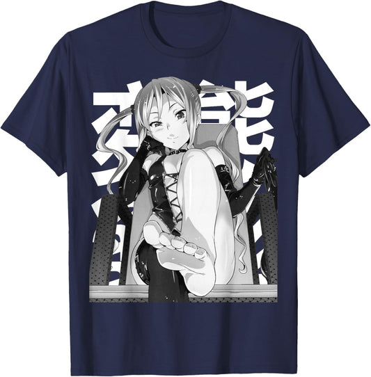 Anime FemDom Lewd Waifu JA2338D04V01 , black T-Shirt - T-Shirt | Navy