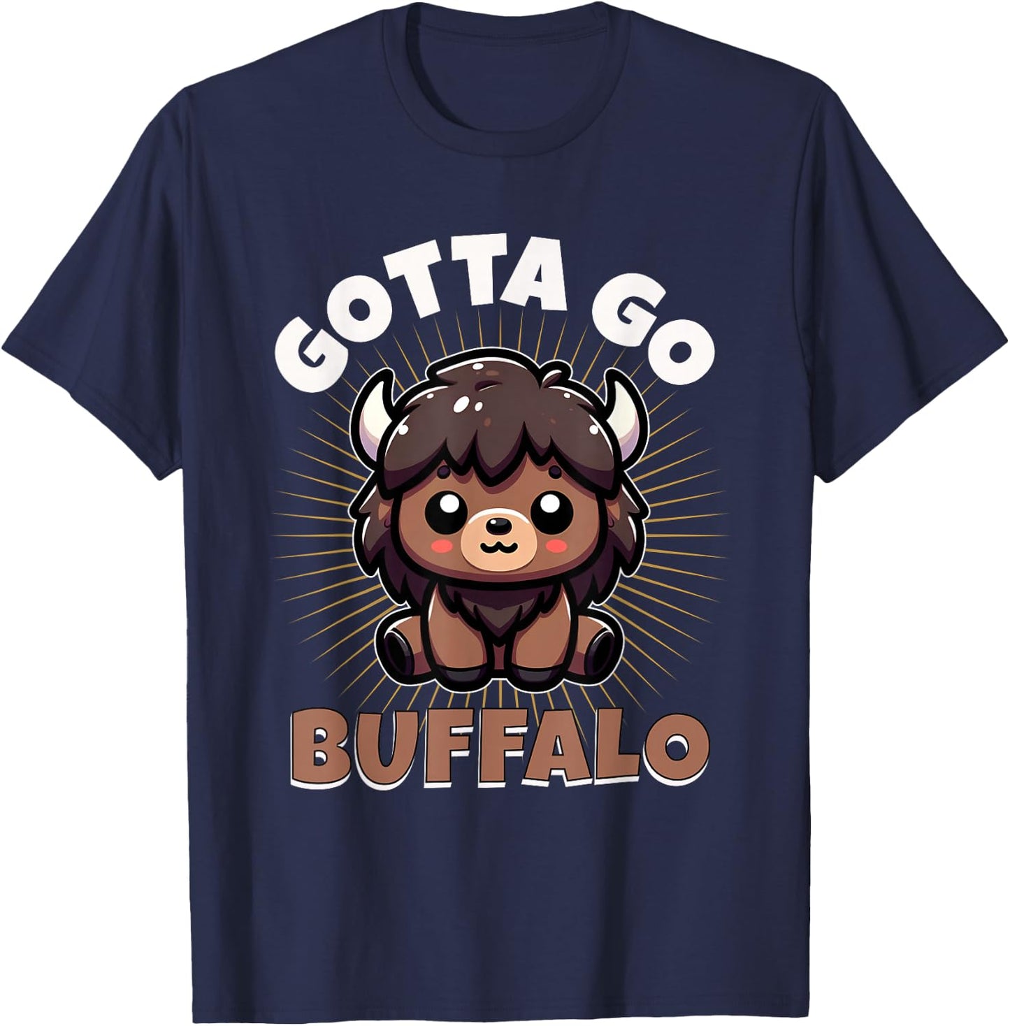 Gotta Go Buffalo Cute Funny Word Game Animal Boys Girls Kids T-Shirt - T-Shirt | Navy