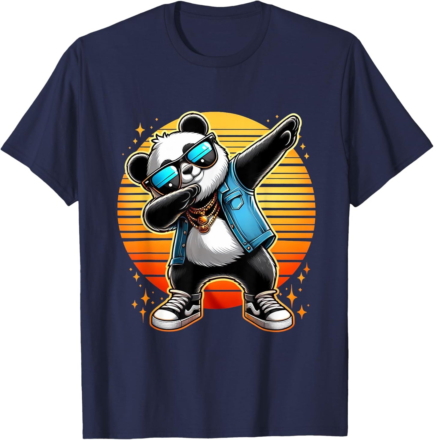 Funny Dabbing Panda Wearin a Sunglasses Panda Bear Dab Dance T-Shirt - T-Shirt | Navy