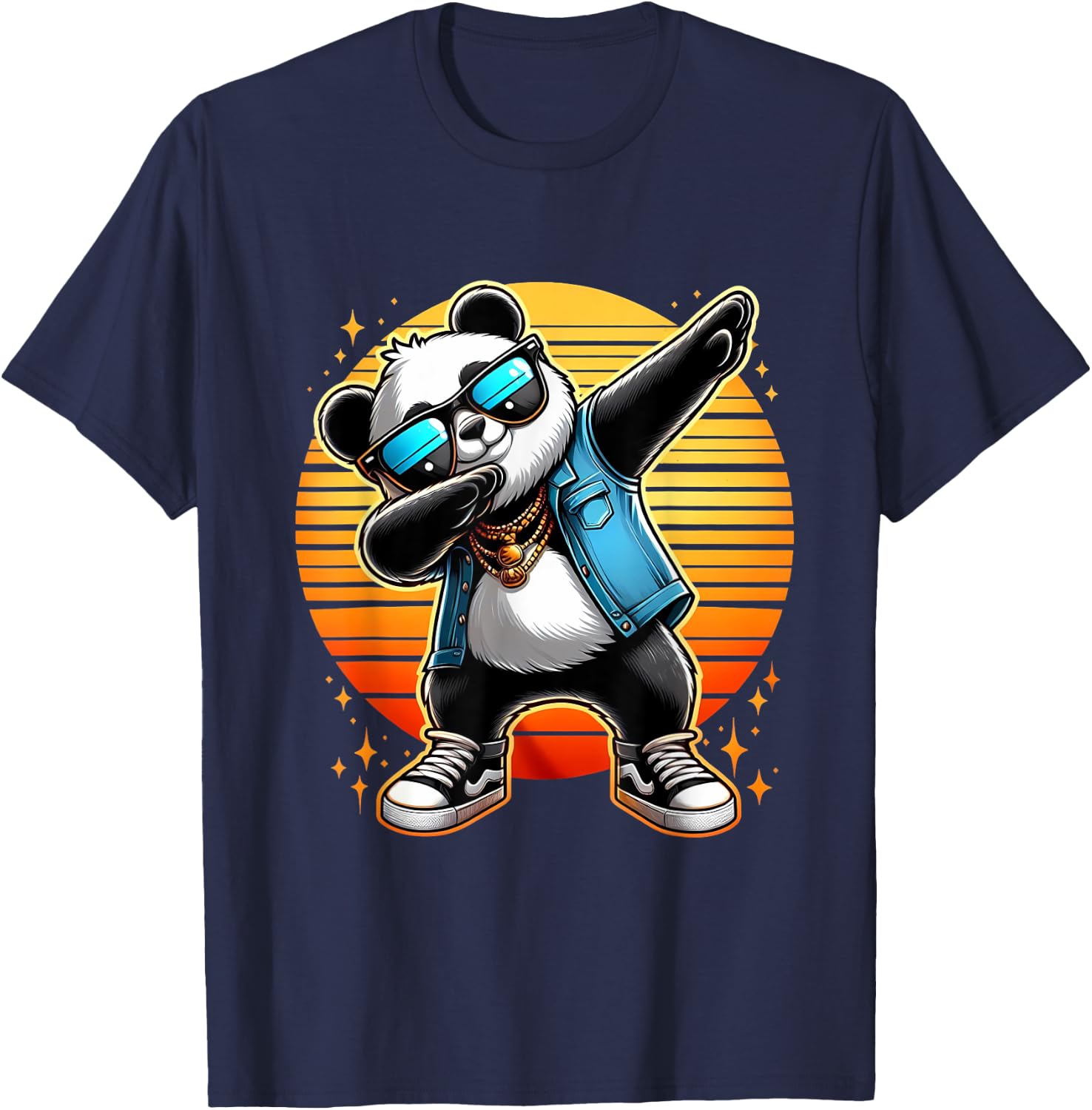Funny Dabbing Panda Wearin a Sunglasses Panda Bear Dab Dance T-Shirt - T-Shirt | Navy