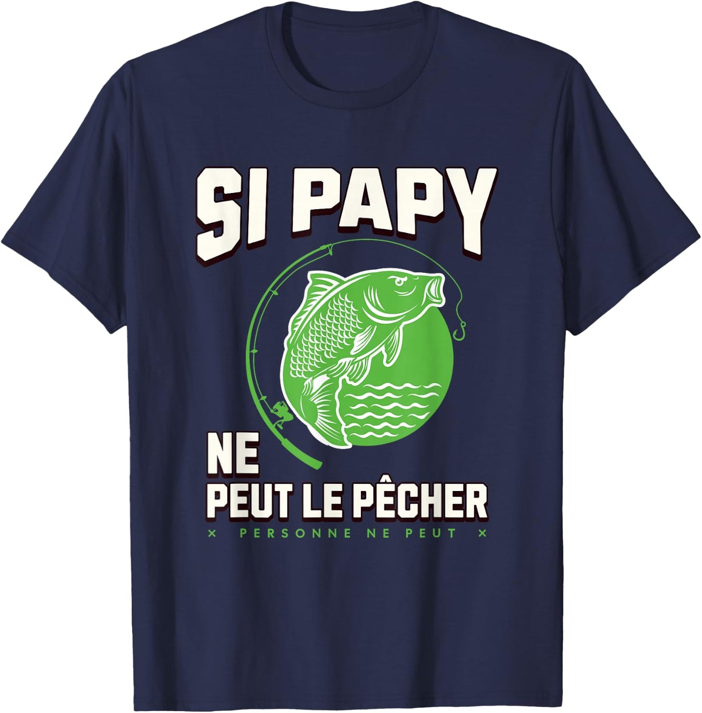 Grandpa Carp Fisherman Fish Fishing Humour Retired , Black, S T-Shirt - T-Shirt | Navy
