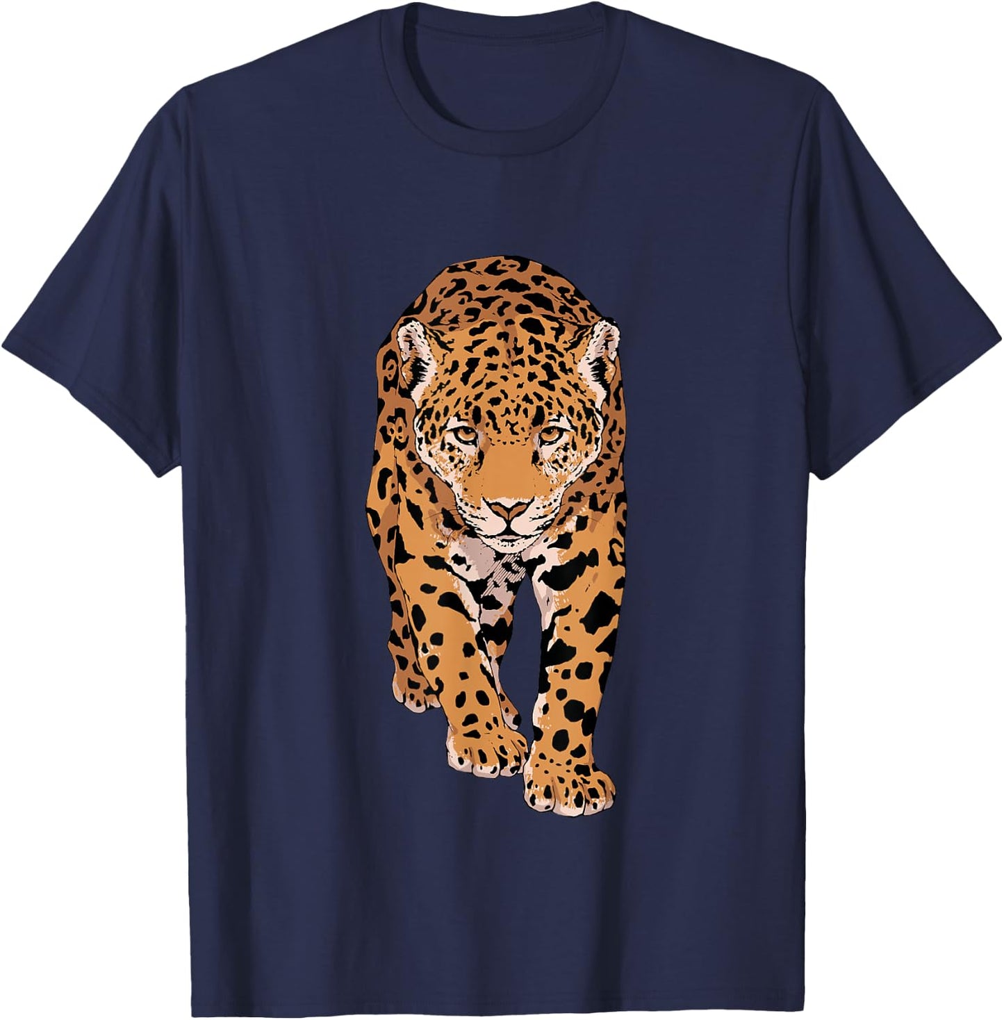 Leopard Animal Motif Children's Zoo Animals Leopard , black T-Shirt - T-Shirt | Navy