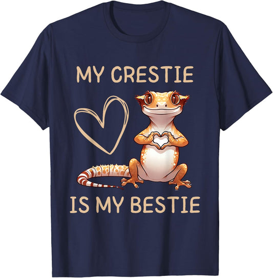 My Crestie is my Bestie Cute Crested Gecko Mom Women Girls T-Shirt - T-Shirt | Navy