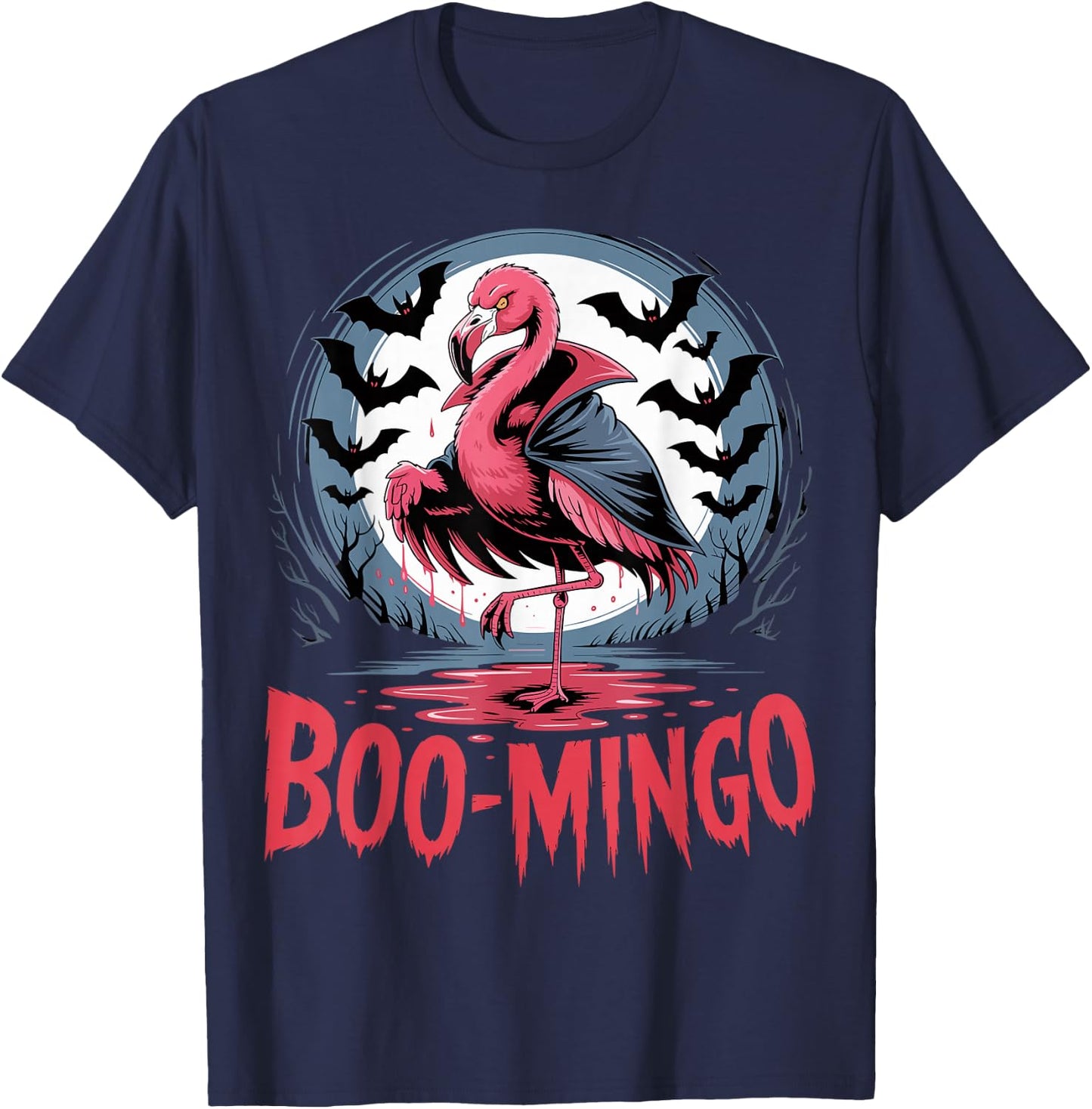 Boo-Mingo Flamingo Halloween Funny Spooky T-Shirt - T-Shirt | Navy