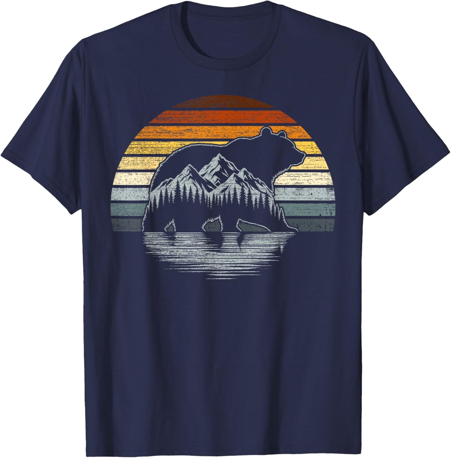 Bear Pride Retro Mountain Nature Gay Bear Flag T-Shirt - T-Shirt | Navy