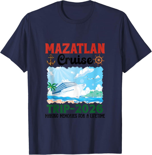 Mazatlan Trip 2026 Summer Cruise Ship Anchor Palm Trees T-Shirt - T-Shirt | Navy