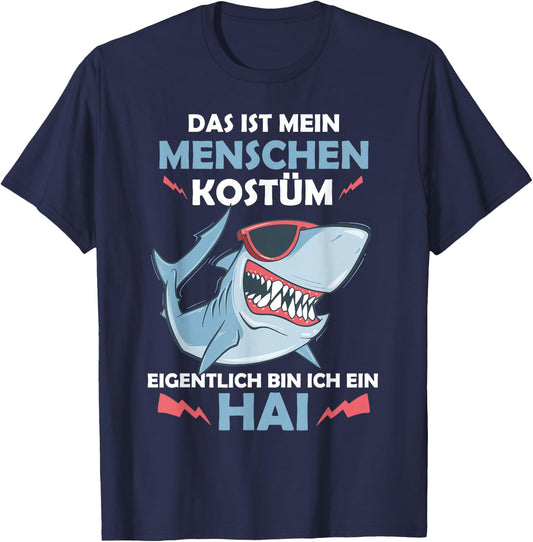 Shark Carnival Fish Costume Helau Fancy Dress Human Costume , black T-Shirt - T-Shirt | Navy