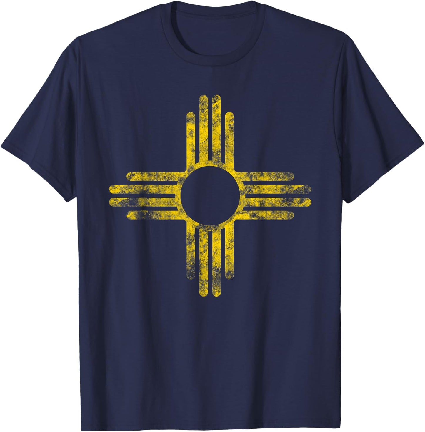 Vintage New Mexico Flag Yellow Zia Sun Symbol T-Shirt - T-Shirt | Navy