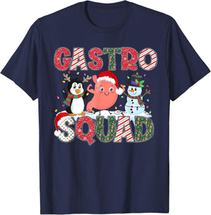 Gastro Squad GI Christmas Nurse - Men's Adult X-Small Black Short Sleeve Cotton Polyester Christmas Holiday T-Shirt - T-Shirt | Navy
