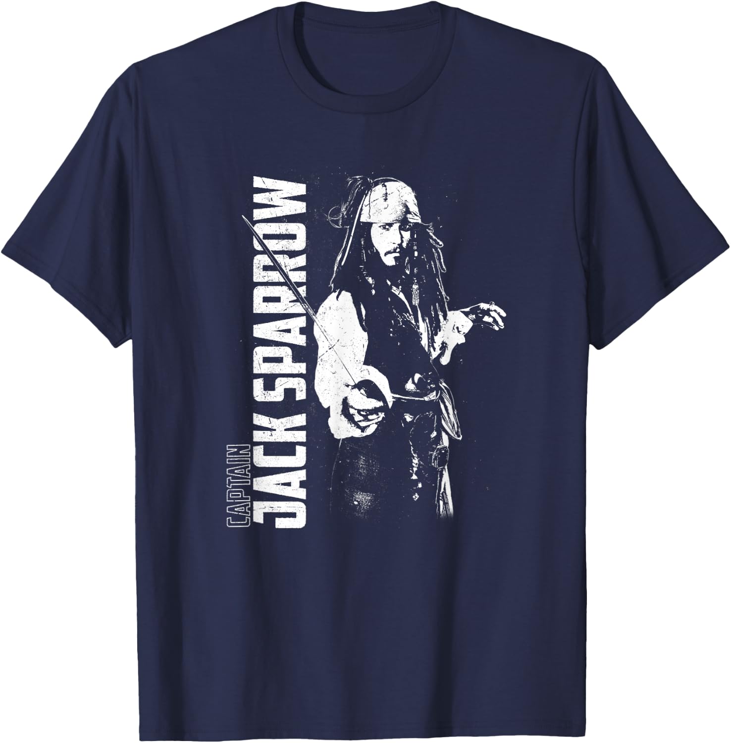 Disney Pirates of the Caribbean Captain Jack Sparrow Poster T-Shirt - T-Shirt | Navy
