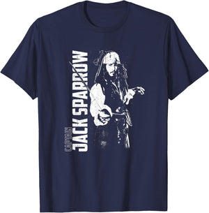 Disney Pirates of the Caribbean Captain Jack Sparrow Poster T-Shirt - T-Shirt | Navy