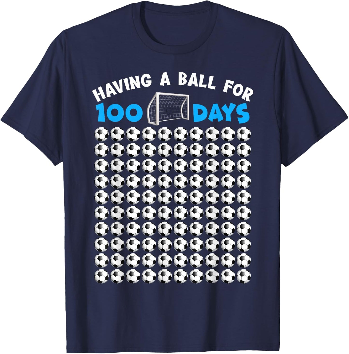 100 Days Of School Soccer 100th Day Of School For Boys Kids T-Shirt - T-Shirt | Navy