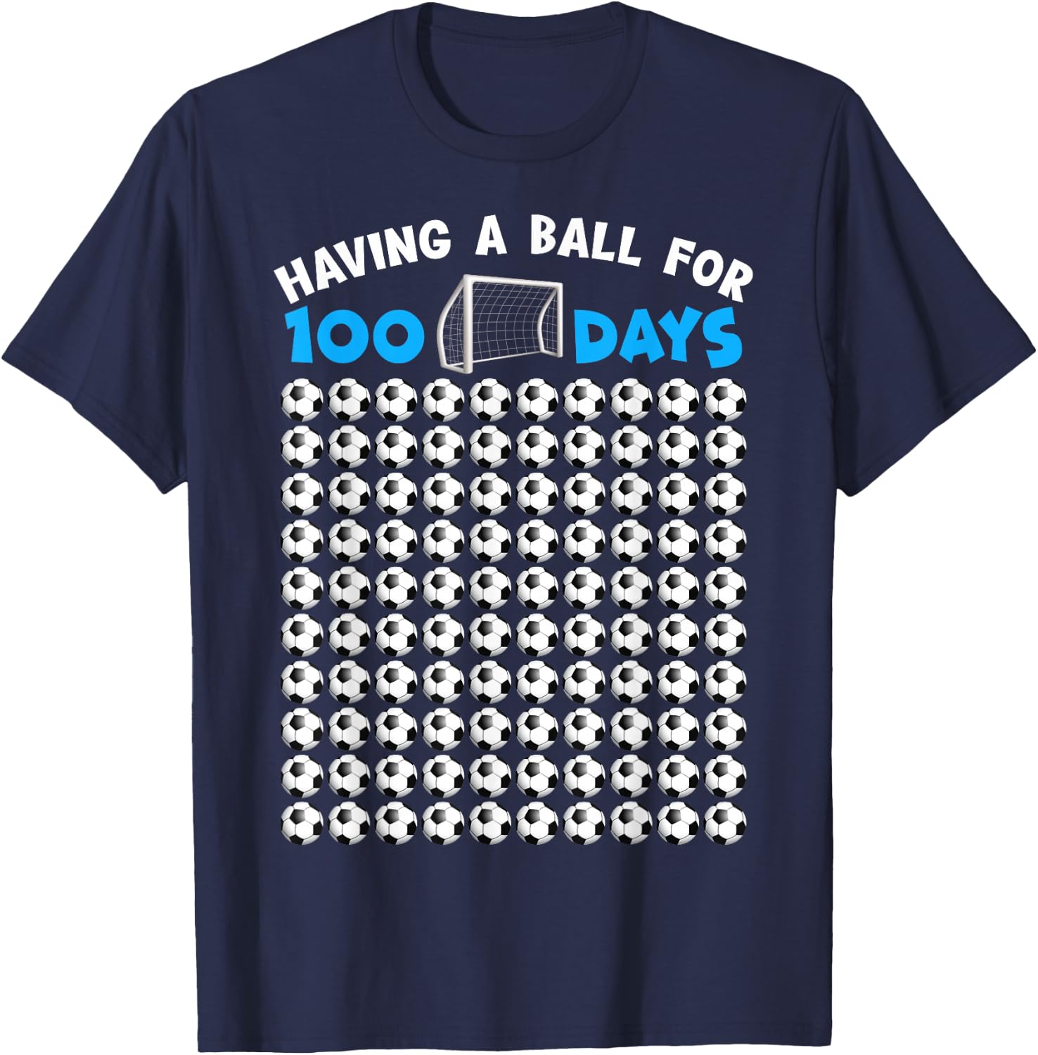 100 Days Of School Soccer 100th Day Of School For Boys Kids T-Shirt - T-Shirt | Navy