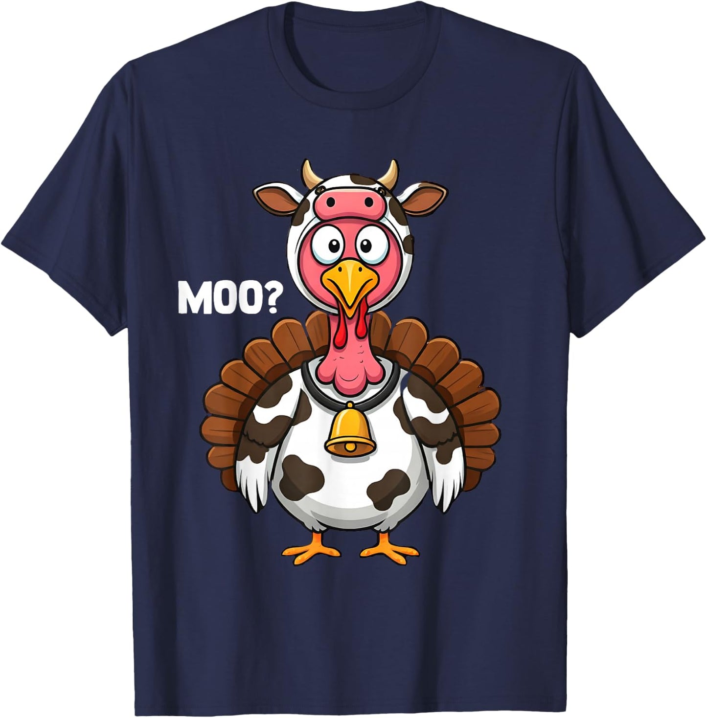 Turkey Moo Cow Funny Thanksgiving 2025 T-Shirt - T-Shirt | Navy