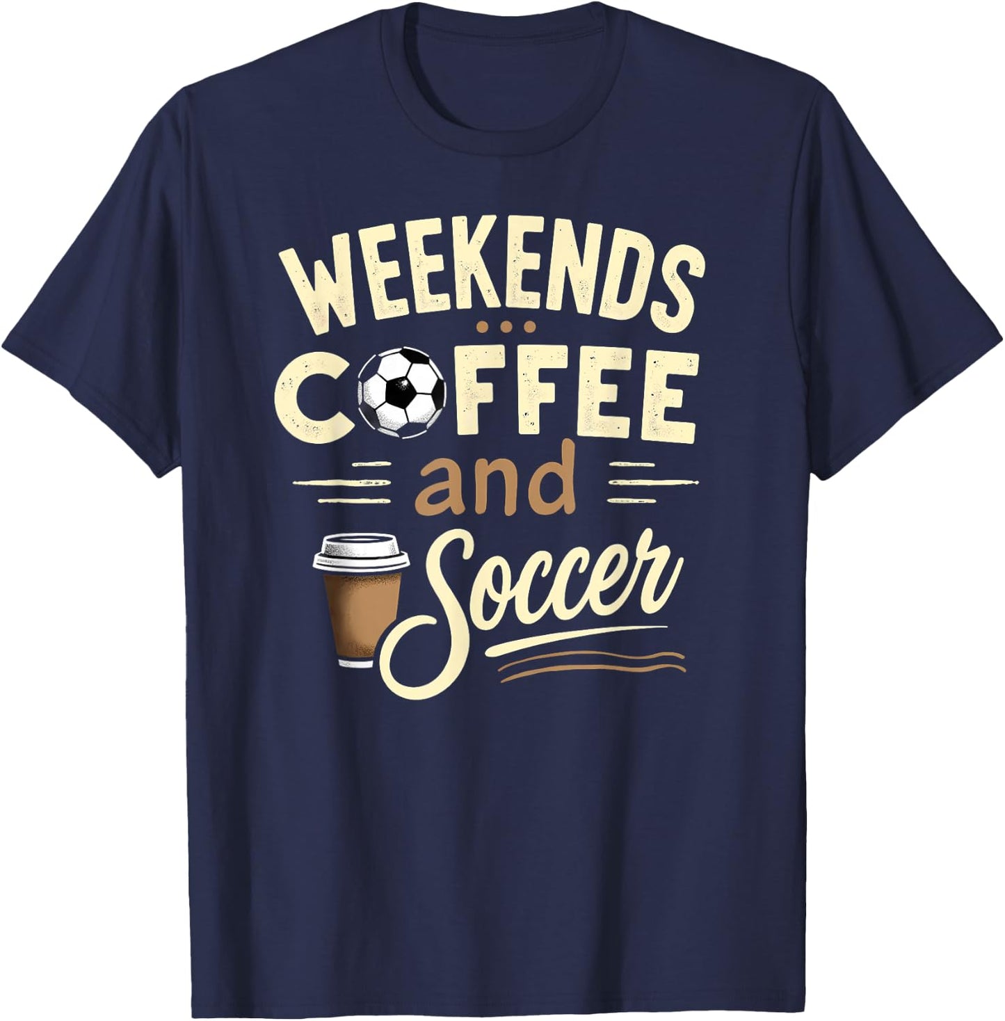 Vintage Weekends Coffee and Soccer T-Shirt - T-Shirt | Navy