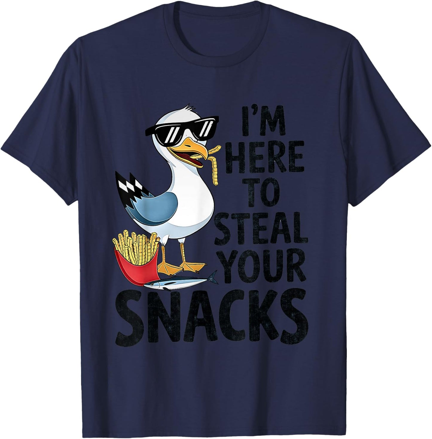 I'm Here To Steal Your Snacks Funny Design The seagull T-Shirt - T-Shirt | Navy
