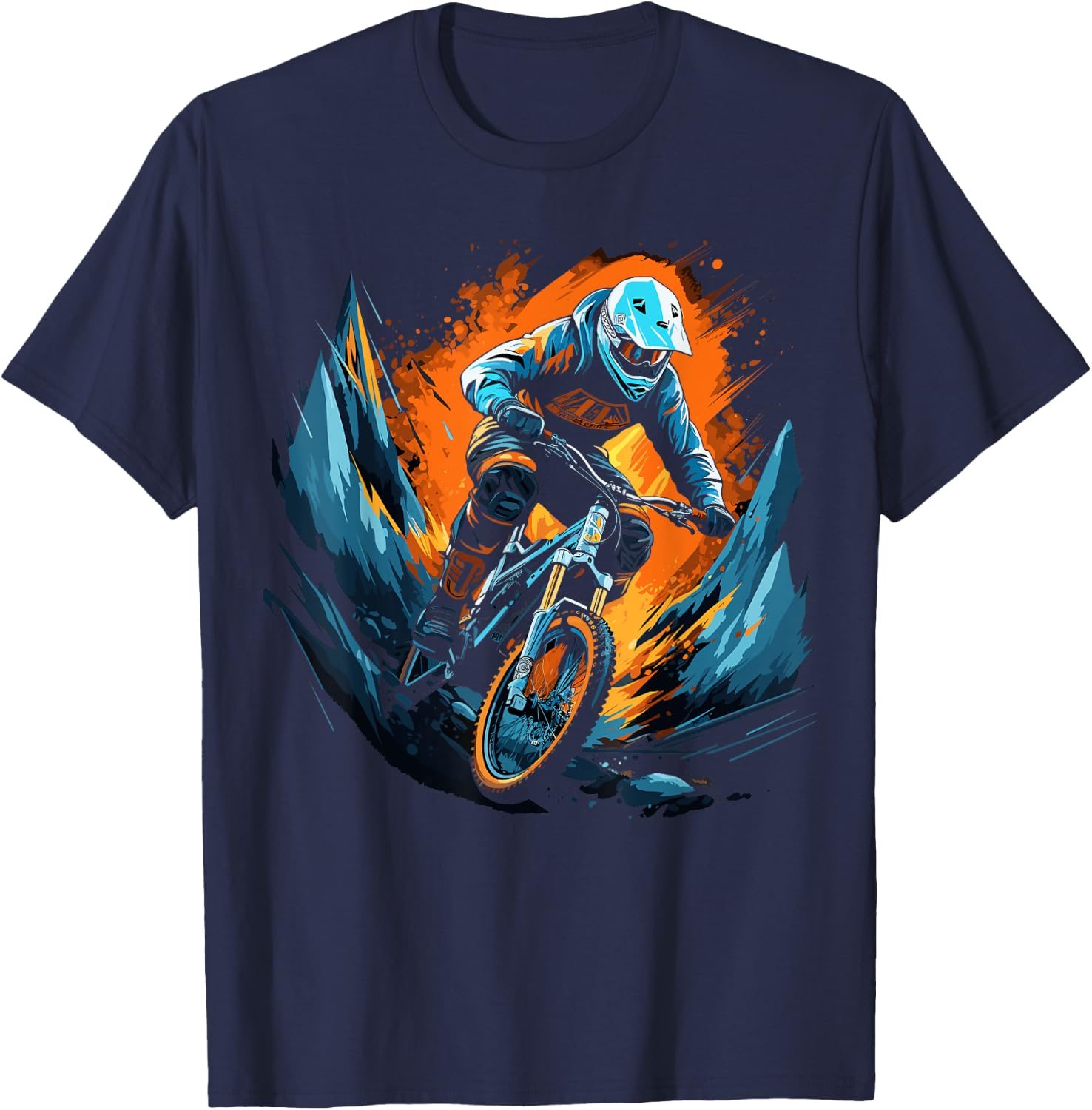 Downhill Biker Fahrrad & MTB Mountainbike Design T-Shirt - T-Shirt | Navy