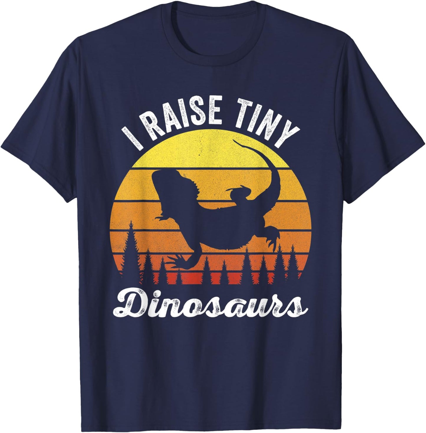 Retro I Raise Tiny Dinosaurs Funny Vintage Bearded Dragon T-Shirt - T-Shirt | Navy