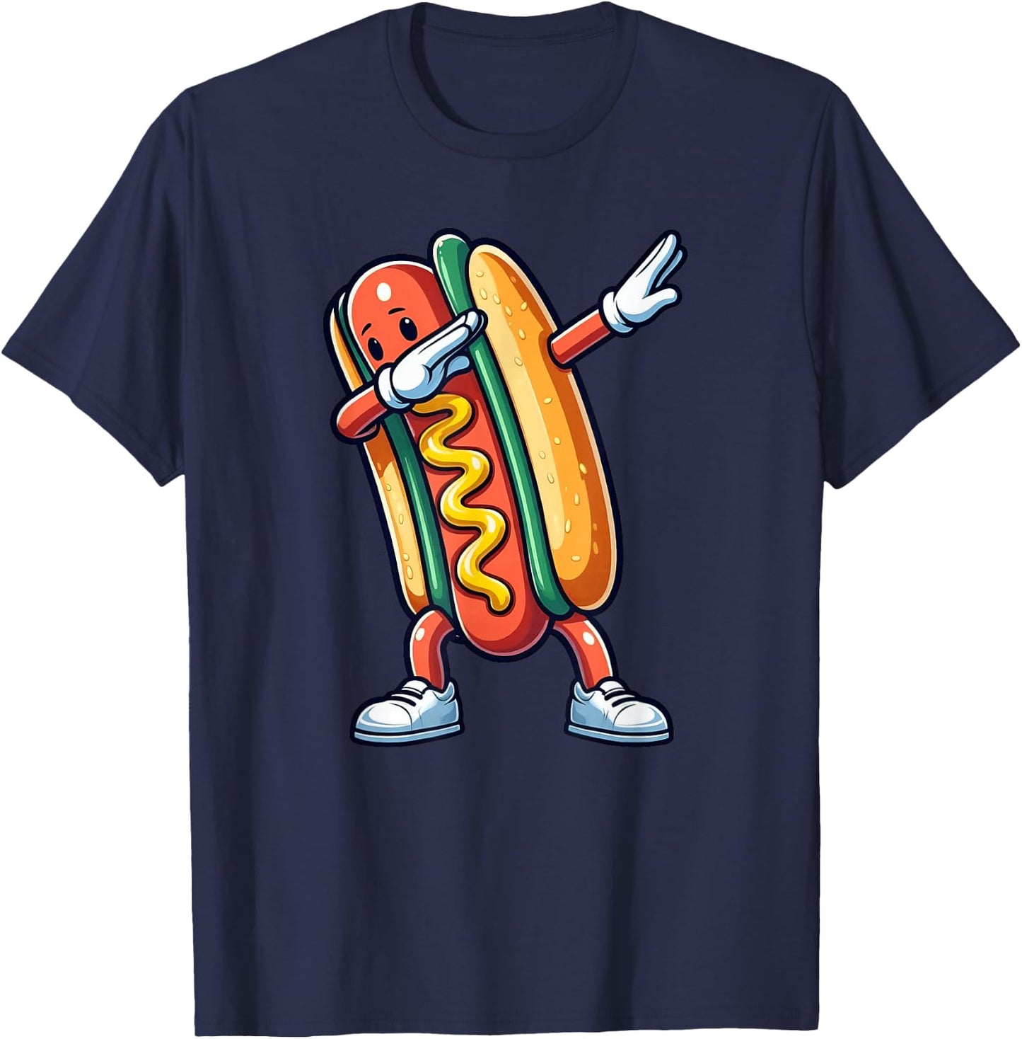 Hot Dog Funny Dabbing Women Kids Lovers T-Shirt - T-Shirt | Navy