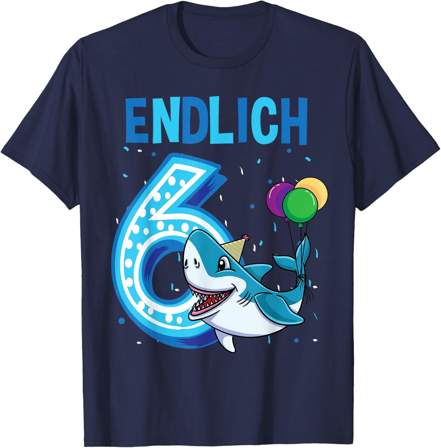 Geschenk 6 Jahre alt Hai Kinder Geburtstag T-Shirt - T-Shirt | Navy